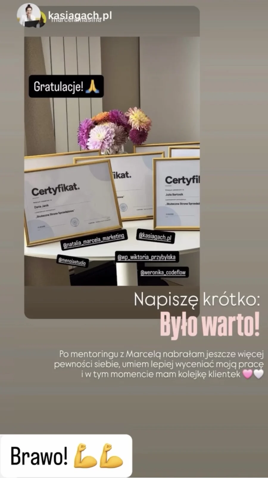 Relacja na Instagramie Kasi Gach: było warto, mam kolejkę klientek