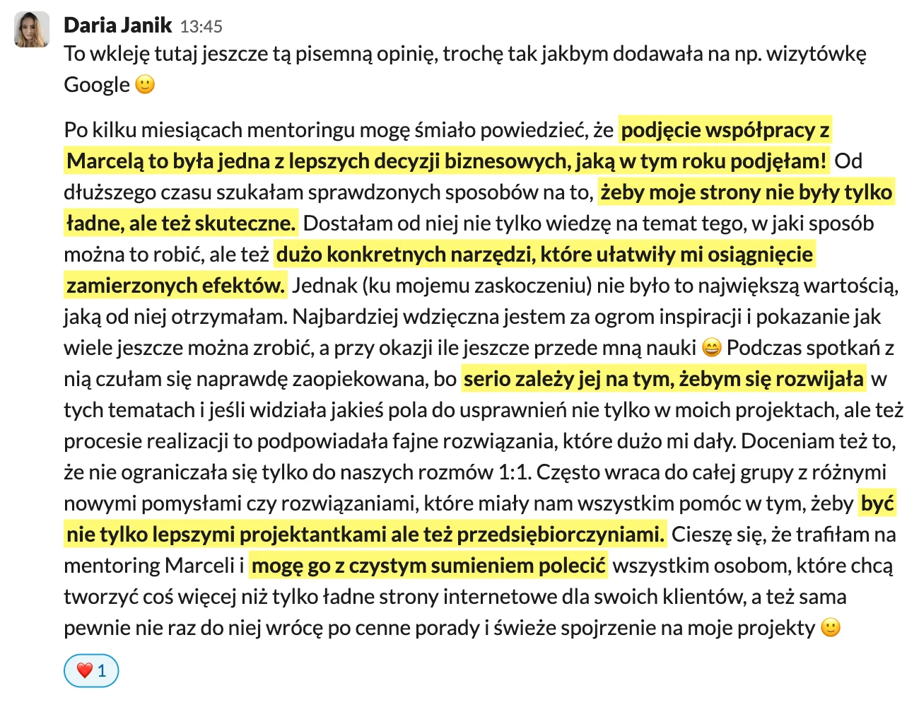 Pisemna opinia Darii Janik